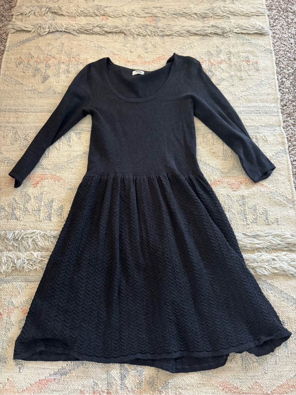 Charcoal Knit Scoop-Neck Women’s Dress